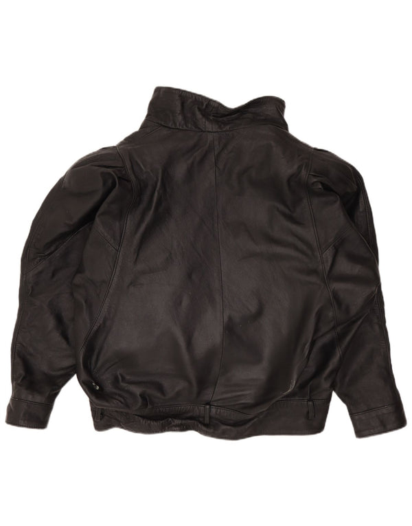 Giacca in pelle oversize da donna VINTAGE UK 14 media nera