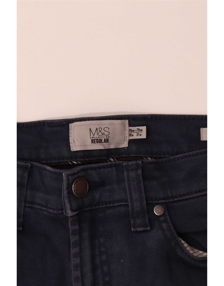 Jeans dritti regolari da uomo Marks & Spencer W30 L31 cotone blu navy