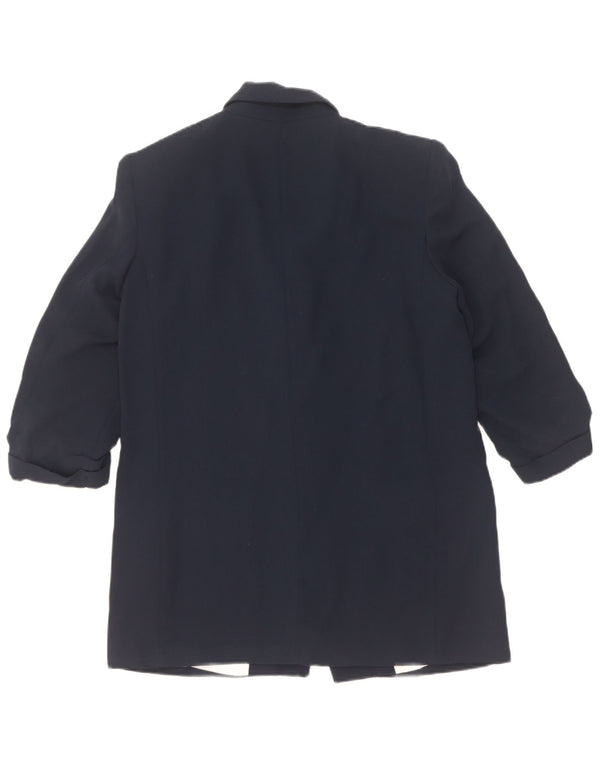 Giacca blazer aperta da donna con maniche a 3/4 Zara UK 14 poliestere blu navy medio