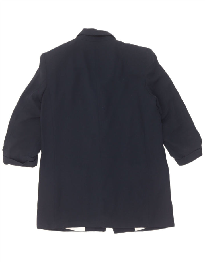 Giacca blazer aperta da donna con maniche a 3/4 Zara UK 14 poliestere blu navy medio