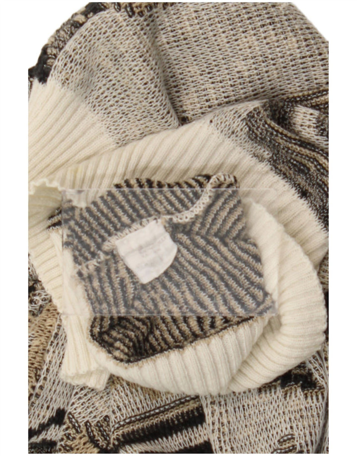 Maglione girocollo da uomo vintage in cotone geometrico grigio medio