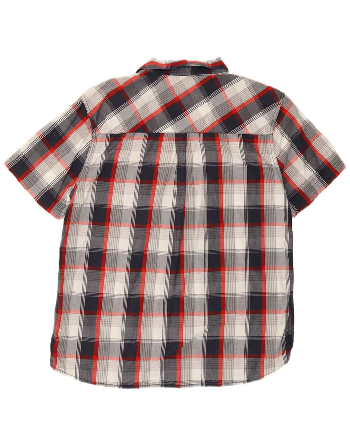 Camicia a maniche corte da uomo Weird Fish, cotone a quadri blu grandi