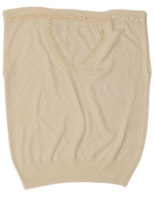 Canotta vintage da donna, taglia UK 14, media, bianco sporco