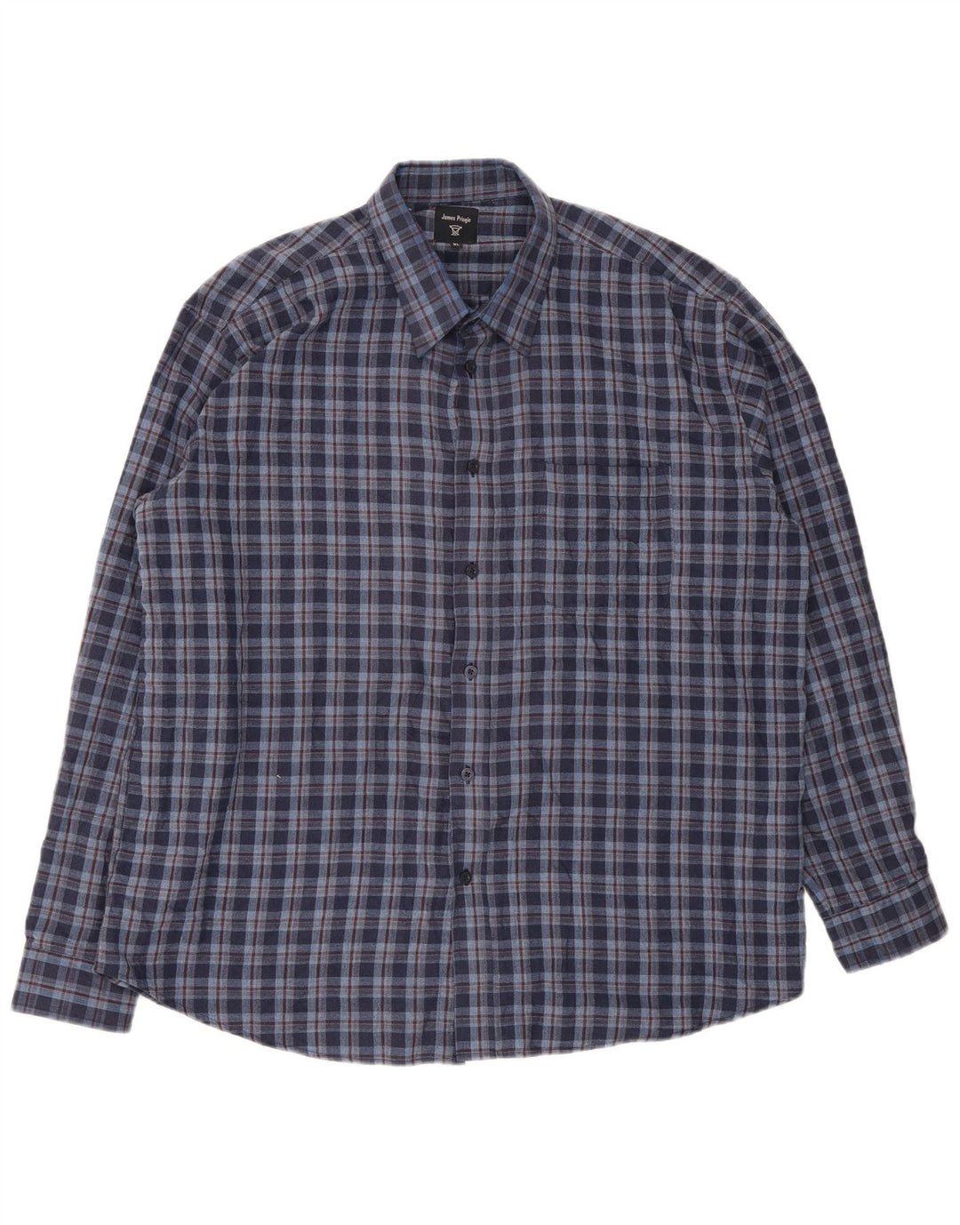 Camicia in flanella da uomo James Pringle XL Poliestere a quadri blu navy