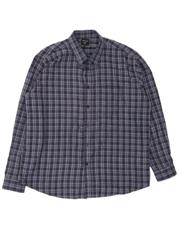 Camicia in flanella da uomo James Pringle XL Poliestere a quadri blu navy