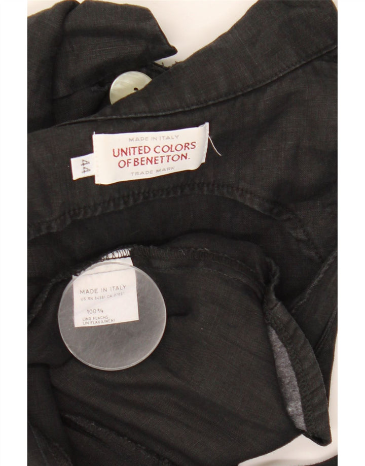 Abito da donna a trapezio senza maniche Benetton IT 44 Lino medio nero