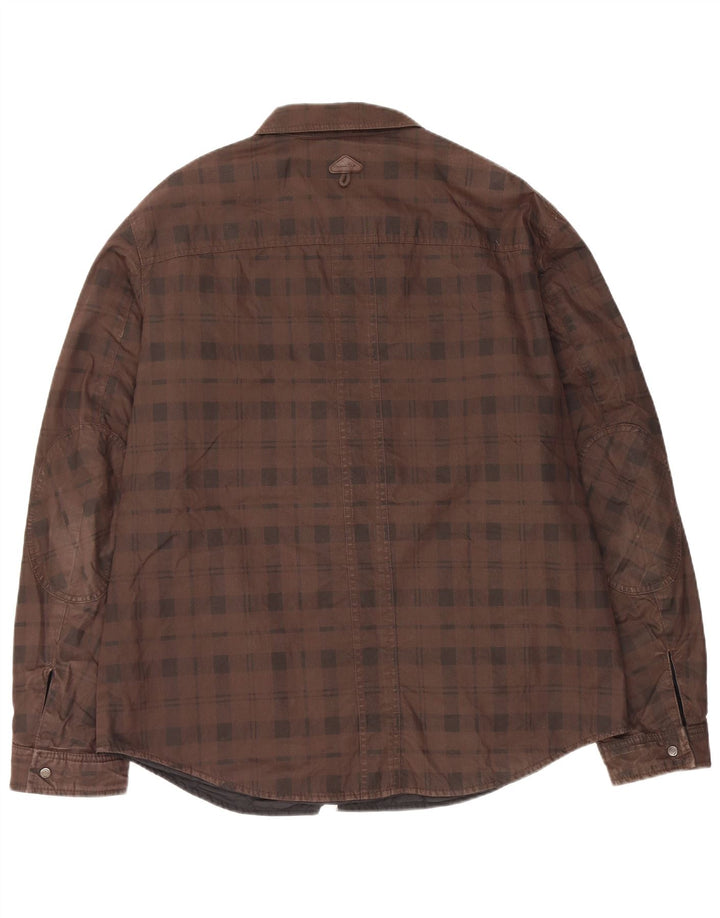 Camicia overshirt da uomo Massimo Dutti reversibile 2XL nylon a quadri marrone