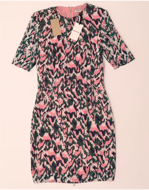 WHISTLES Womens Abstract Pattern Sheath Dress UK 10 Small Multicoloured