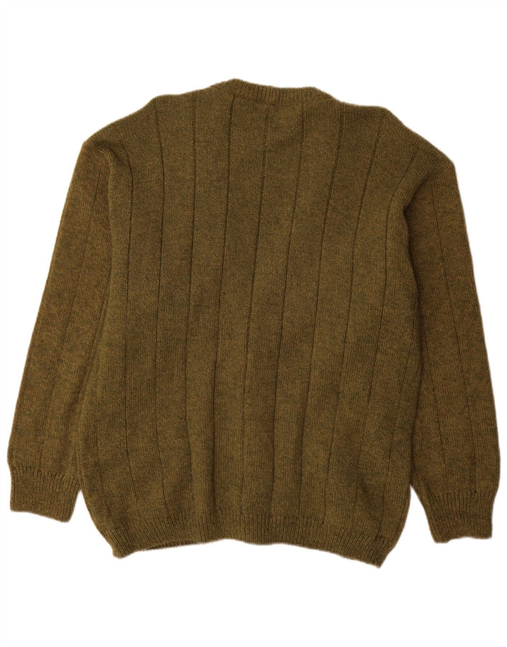 Maglione cardigan da uomo VINTAGE grande lana di alpaca kaki