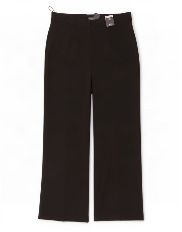 Pantaloni casual a vita alta da donna Marks & Spencer UK 20 2XL W38 L32 Nero