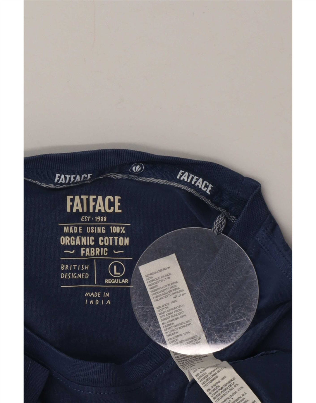 T-shirt da uomo Fat Face Top grande blu cotone