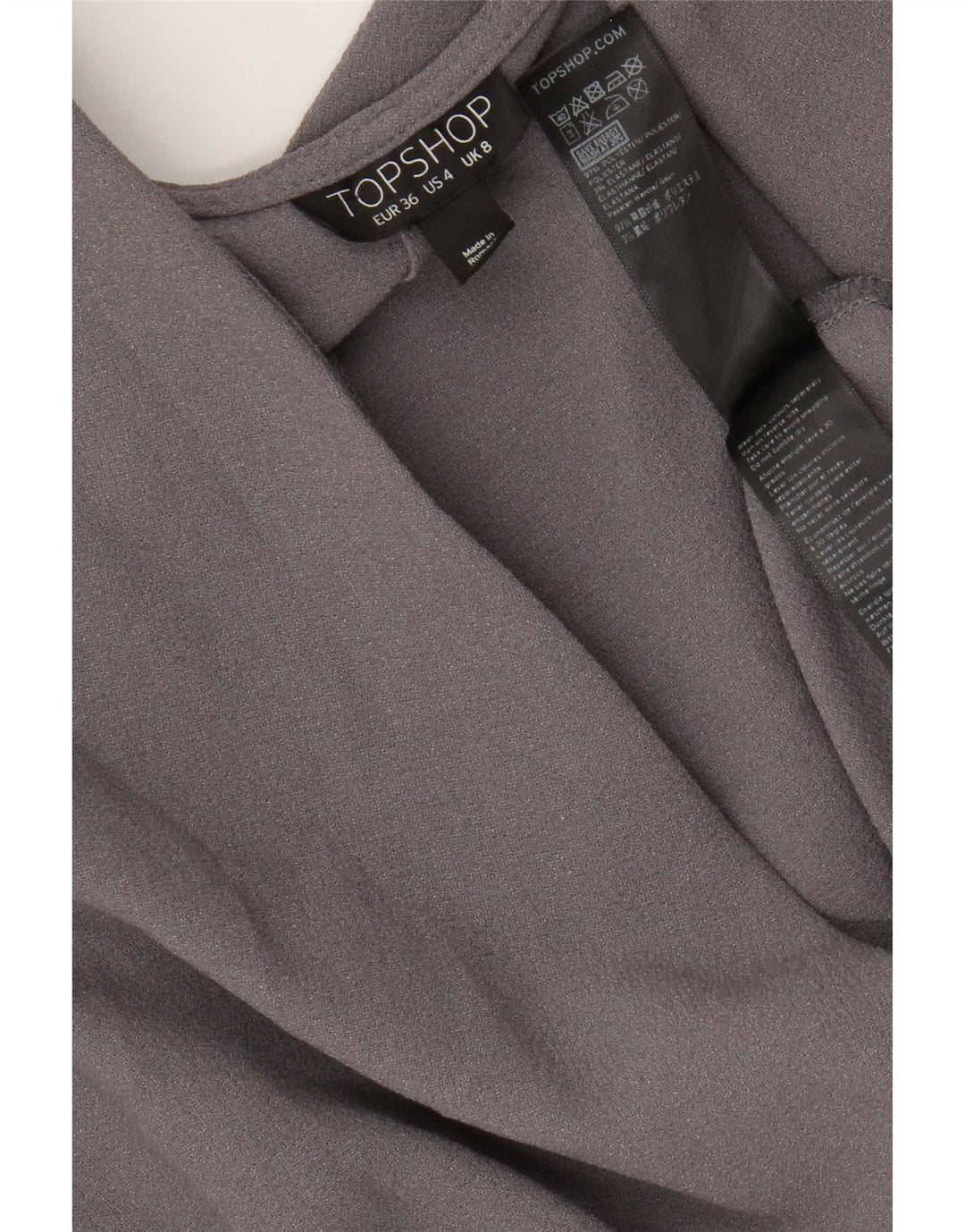 Topshop Abito da donna a portafoglio a pipistrello UK 8 piccolo poliestere grigio