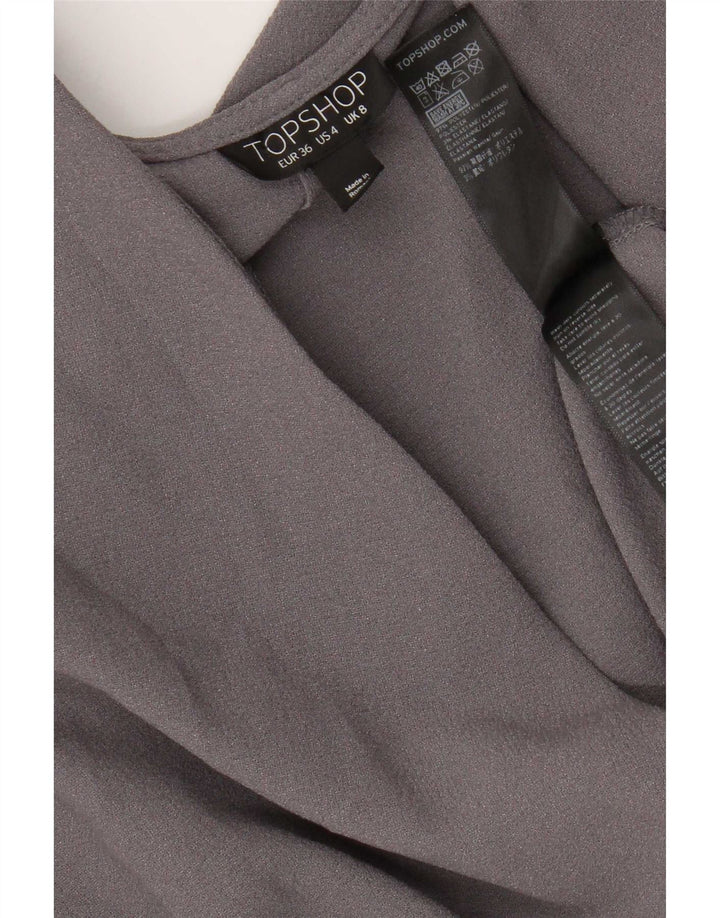 Topshop Abito da donna a portafoglio a pipistrello UK 8 piccolo poliestere grigio