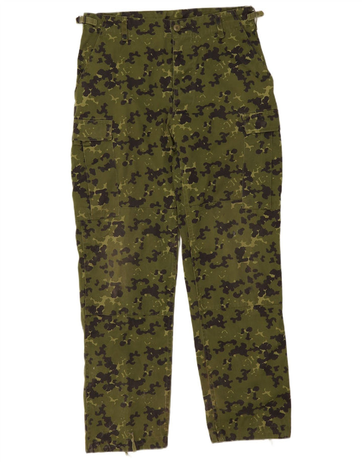 Pantaloni cargo dritti da uomo vintage W34 L32 poliestere mimetico kaki