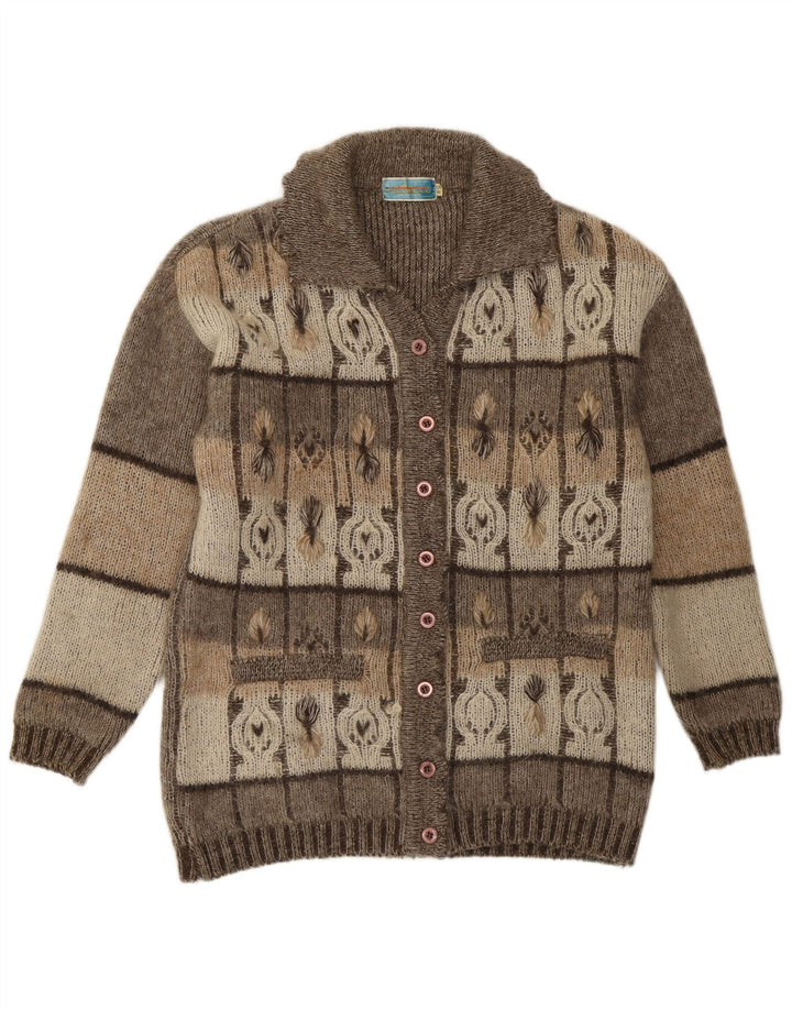 Maglione cardigan da donna vintage IT 54 3XL Grigio geometrico