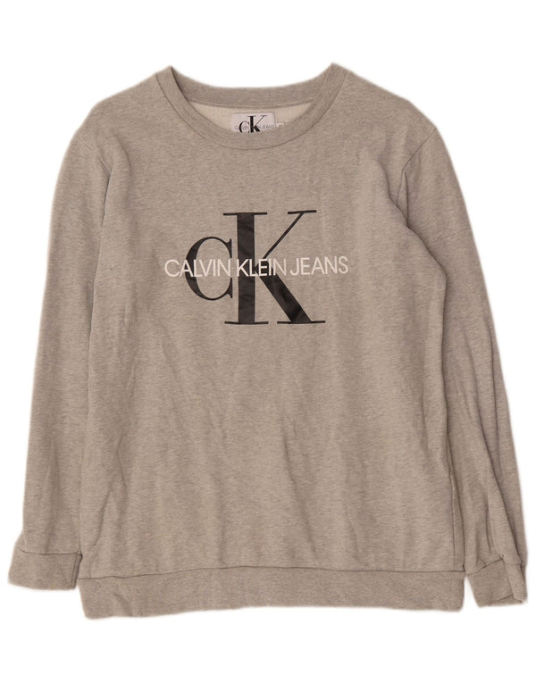 Felpa da donna Calvin Klein Jeans Jumper UK 14 Grigio medio chiazzato