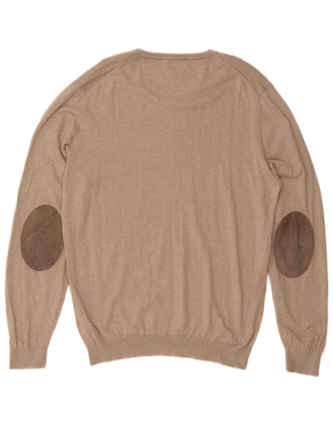 Massimo Dutti Maglione da uomo con scollo a V grande in cotone beige