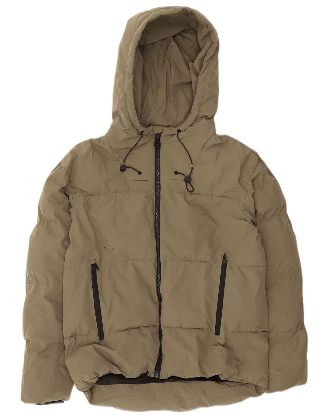 Giacca imbottita con cappuccio da uomo Zara UK 38 poliestere kaki medio