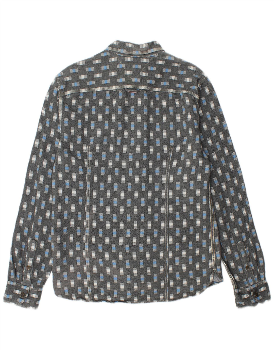 TOMMY HILFIGER Camicia da uomo grande in cotone geometrico grigio