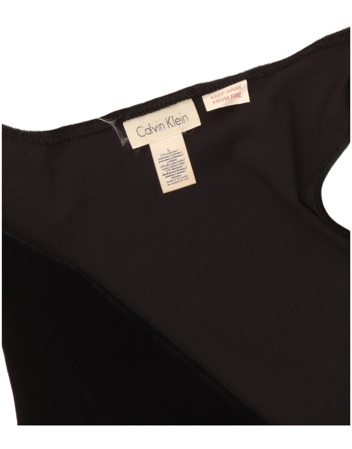 CALVIN KLEIN Camicetta senza maniche da donna UK 14 Large Nero Poliestere
