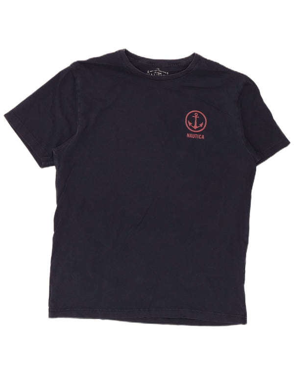 T-shirt grafica da uomo Nautica Top grande in cotone blu navy