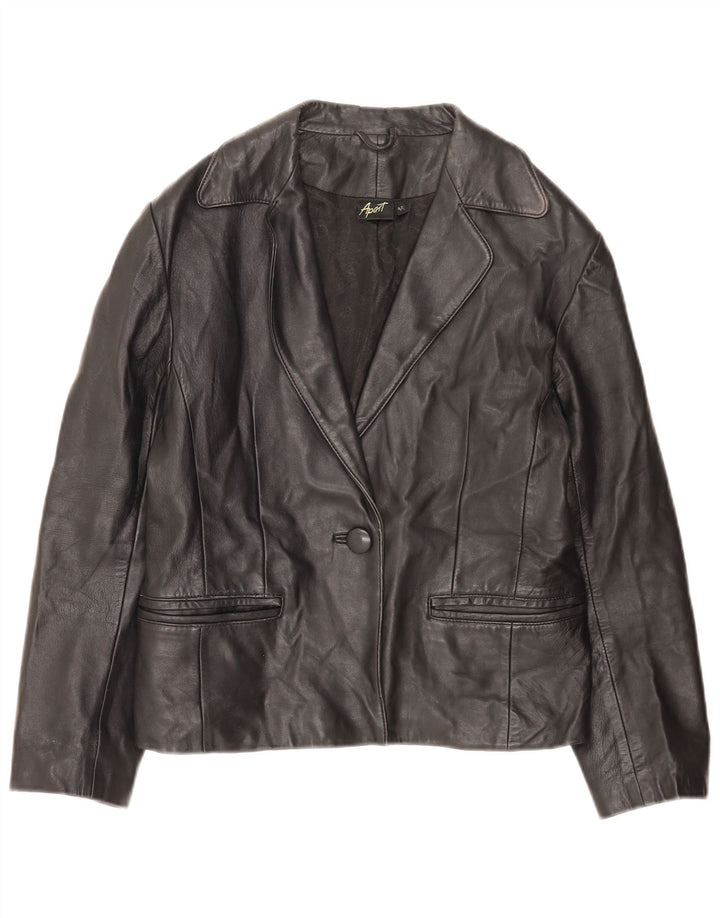 Giacca blazer in pelle da donna a 1 bottone Apart IT 44 media nera