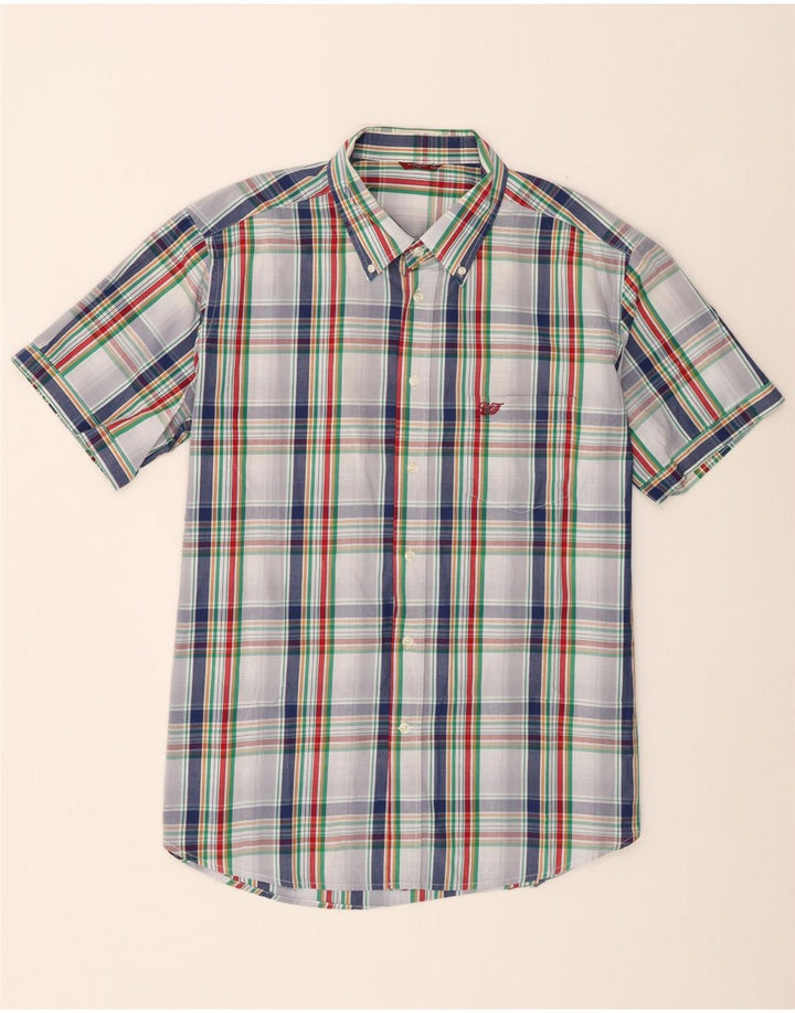 Camicia a maniche corte da uomo Carrera 2XL cotone a quadri bianchi