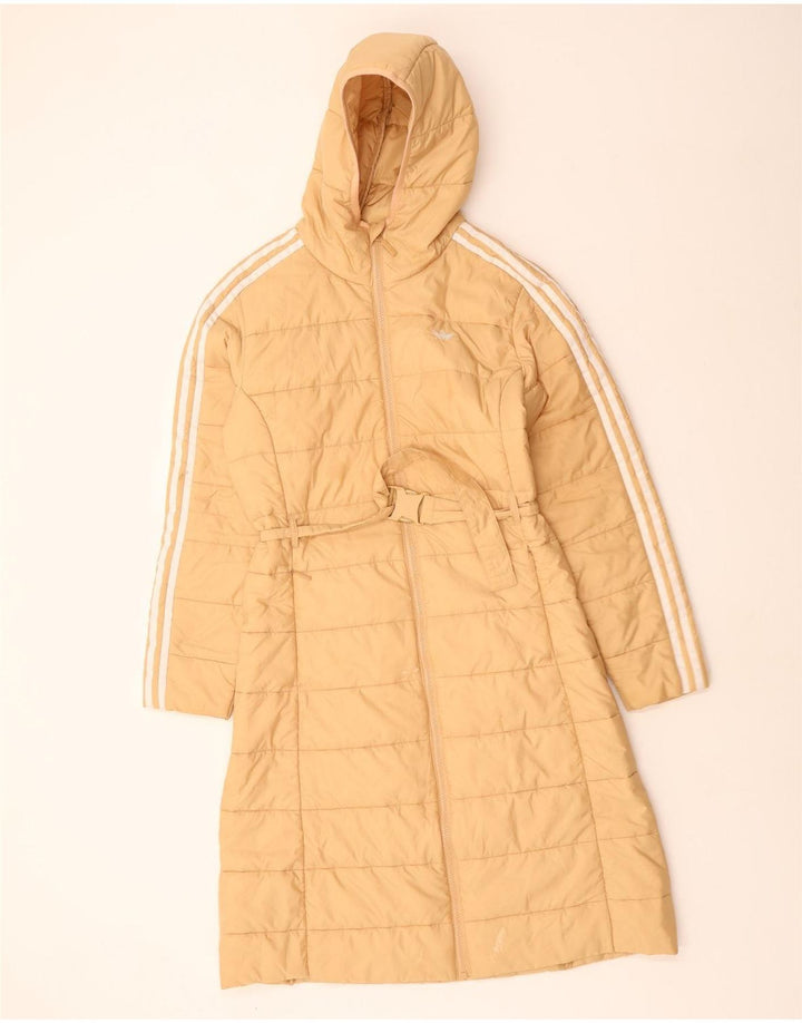 Cappotto imbottito con cappuccio da donna Adidas UK 10 piccolo poliestere beige