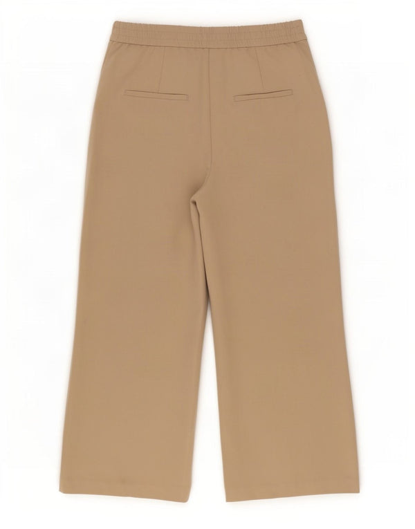 Pantaloni cropped a gamba larga a vita alta da donna Zara XS W24 L24 viscosa beige