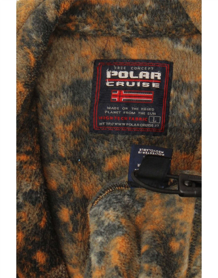 Giacca in pile vintage da uomo UK 40 Grande poliestere screziato multicolore