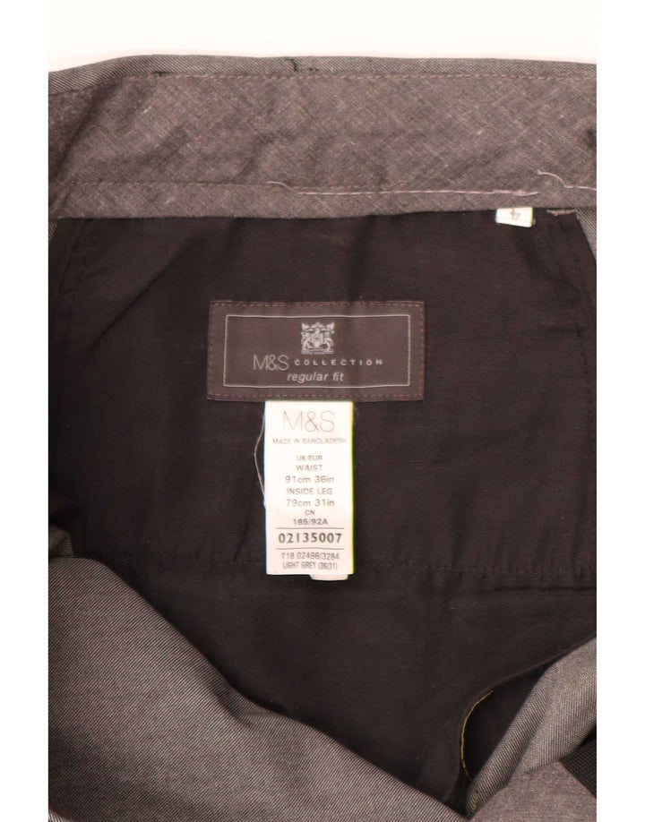 Pantaloni da abito con pegging da uomo Marks & Spencer W36 L31 poliestere grigio