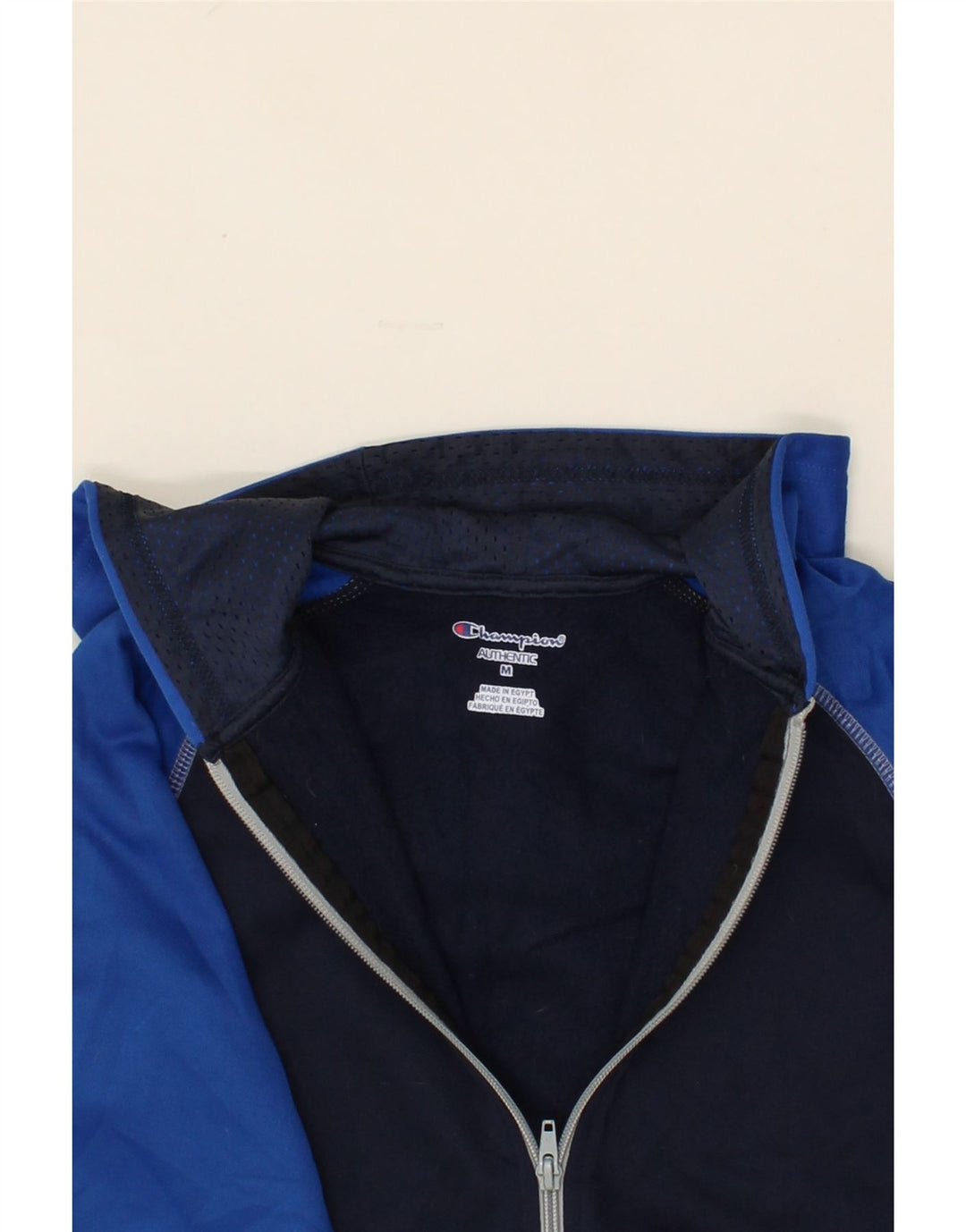 CHAMPION Boys Zip Hoodie Sweater 9-10 Years Medium Navy Blue Colourblock Vintage Champion and Second-Hand Champion from Messina Hembry 