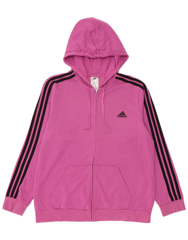 Felpa con cappuccio e zip da donna Adidas UK 20/22 XL Cotone rosa