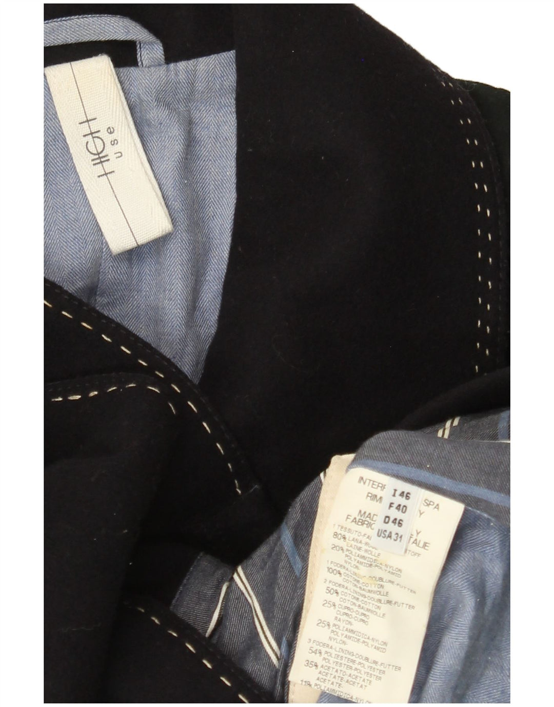 Cappotto da marinaio da uomo VINTAGE IT 46 piccolo in lana blu navy