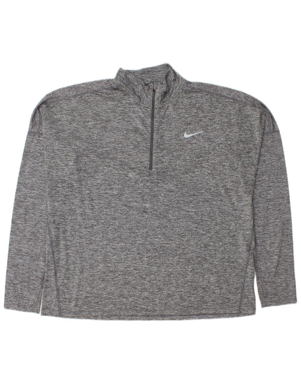 Top della tuta da ginnastica Nike da uomo con zip e collo XL in poliestere chiazzato grigio