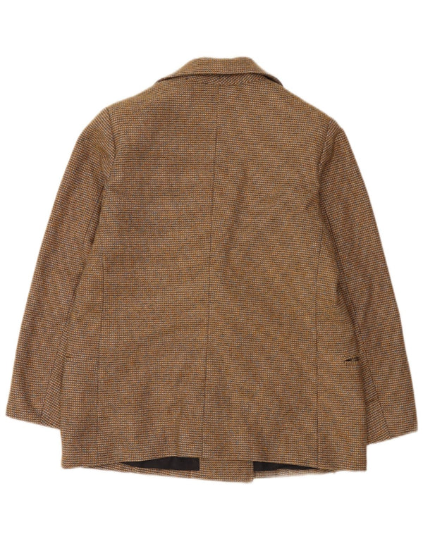 Giacca blazer doppiopetto vintage da donna UK 12 marrone medio screziato