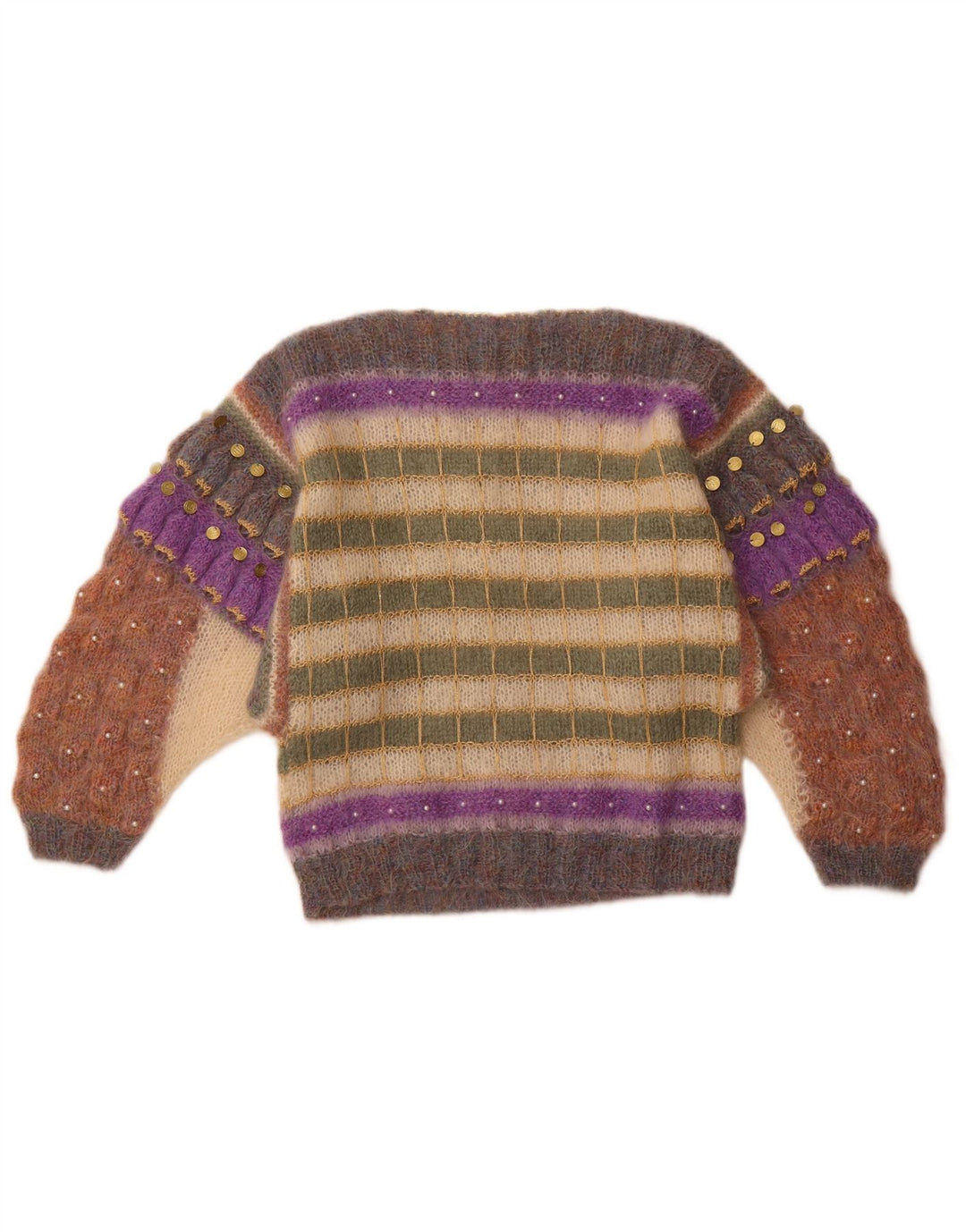 FIONA MACLEOD Maglione da donna con scollo a barca UK 14 medio multicolore