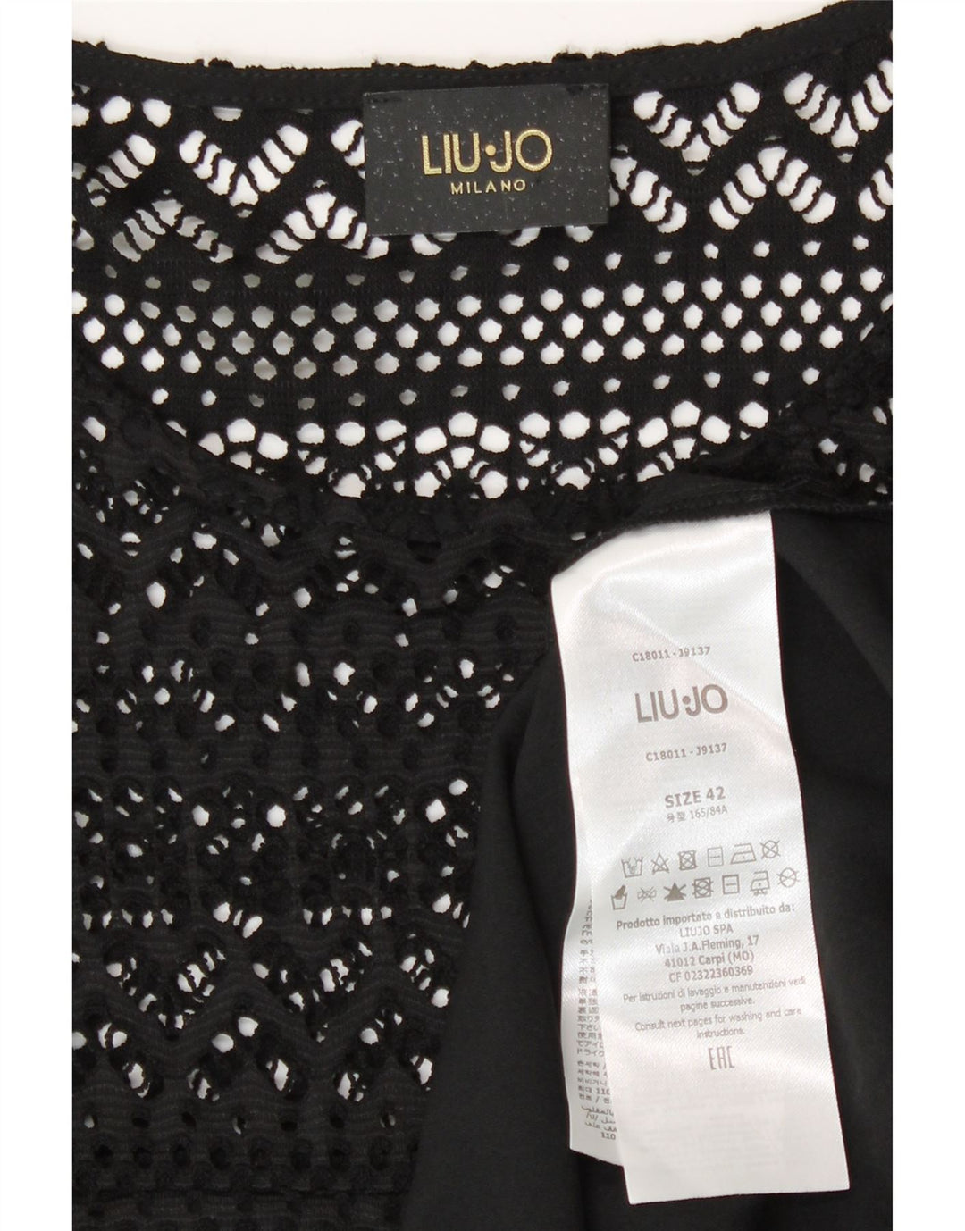 Abito da donna a trapezio all'uncinetto da donna Liu Jo IT 42 Medio Nero Poliestere