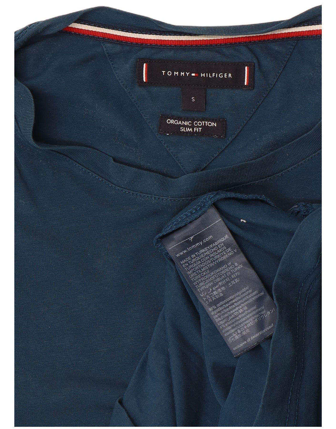TOMMY HILFIGER Mens Slim Fit Top Long Sleeve Small Blue Cotton