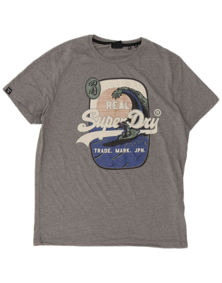 T-shirt grafica da uomo Superdry Top 2XL in cotone grigio