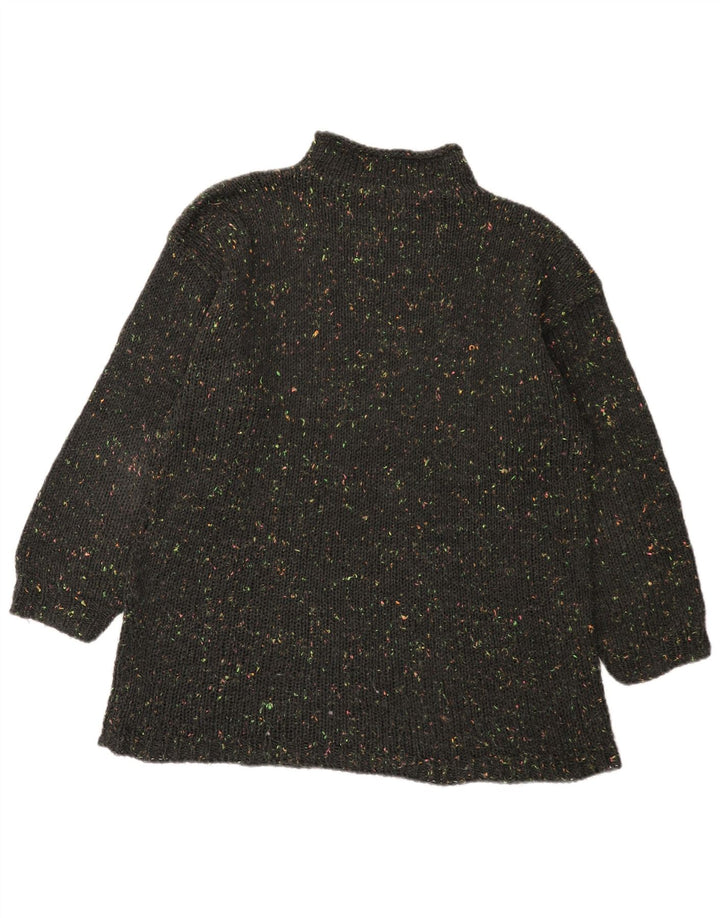 Maglione maglione vintage da donna con collo dolcevita UK 16 grande grigio screziato