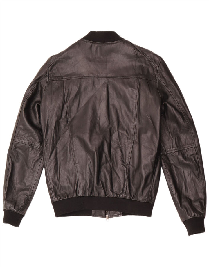 Giubbotto bomber in pelle vintage da uomo IT 48 in pelle nera media