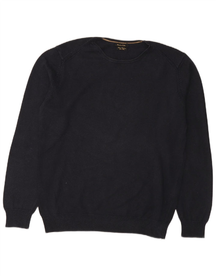 Maglione maglione girocollo da uomo Massimo Dutti grande cotone blu navy