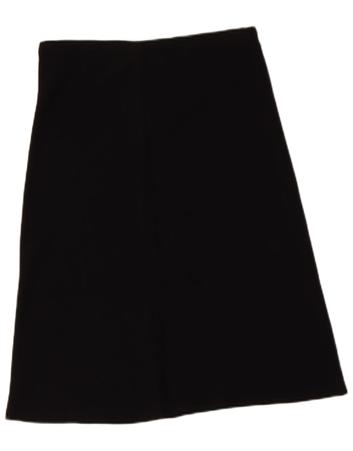 Gonna a trapezio da donna vintage W30 in viscosa nera media