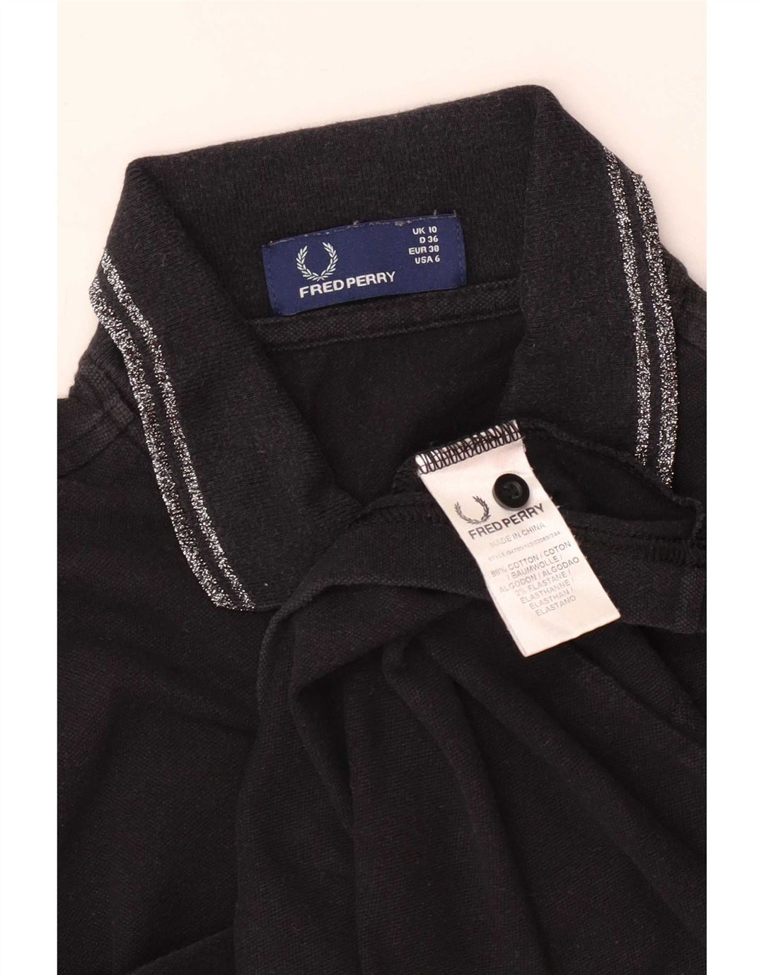 Polo da donna Fred Perry UK 10 piccola in cotone nero