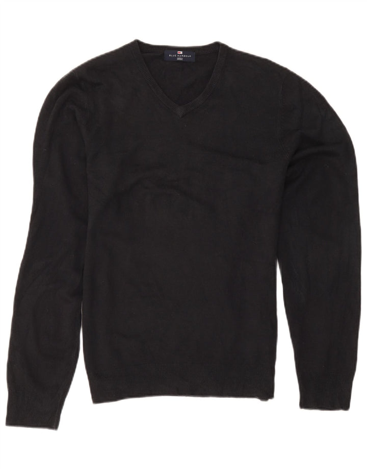 Maglione da uomo con scollo a V blu Harbour Marks & Spencer piccolo acrilico nero