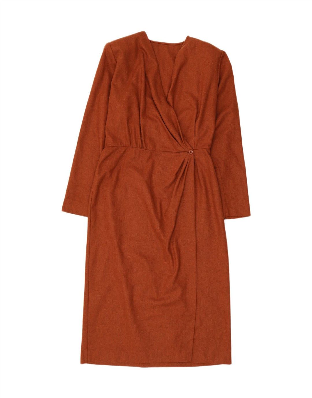 Abito vintage da donna a maniche lunghe a portafoglio IT 46 grande marrone