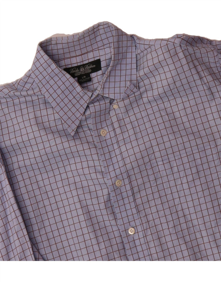BROOKS BROTHERS Mens Shirt Large Blue Check Cotton Vintage Brooks Brothers and Second-Hand Brooks Brothers from Messina Hembry 