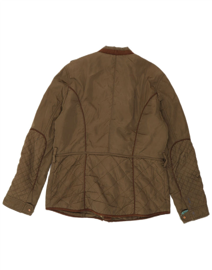 Giacca trapuntata militare da donna Zara UK 16 grande color cachi