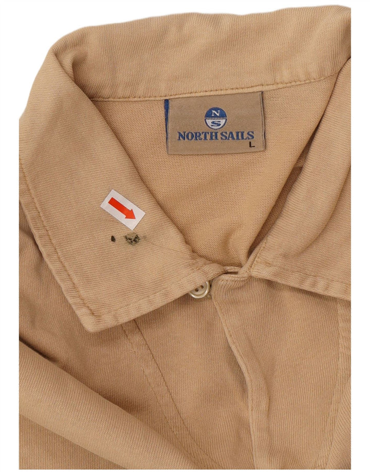 NORTH SAILS Mens Long Sleeve Polo Shirt Large Beige Cotton